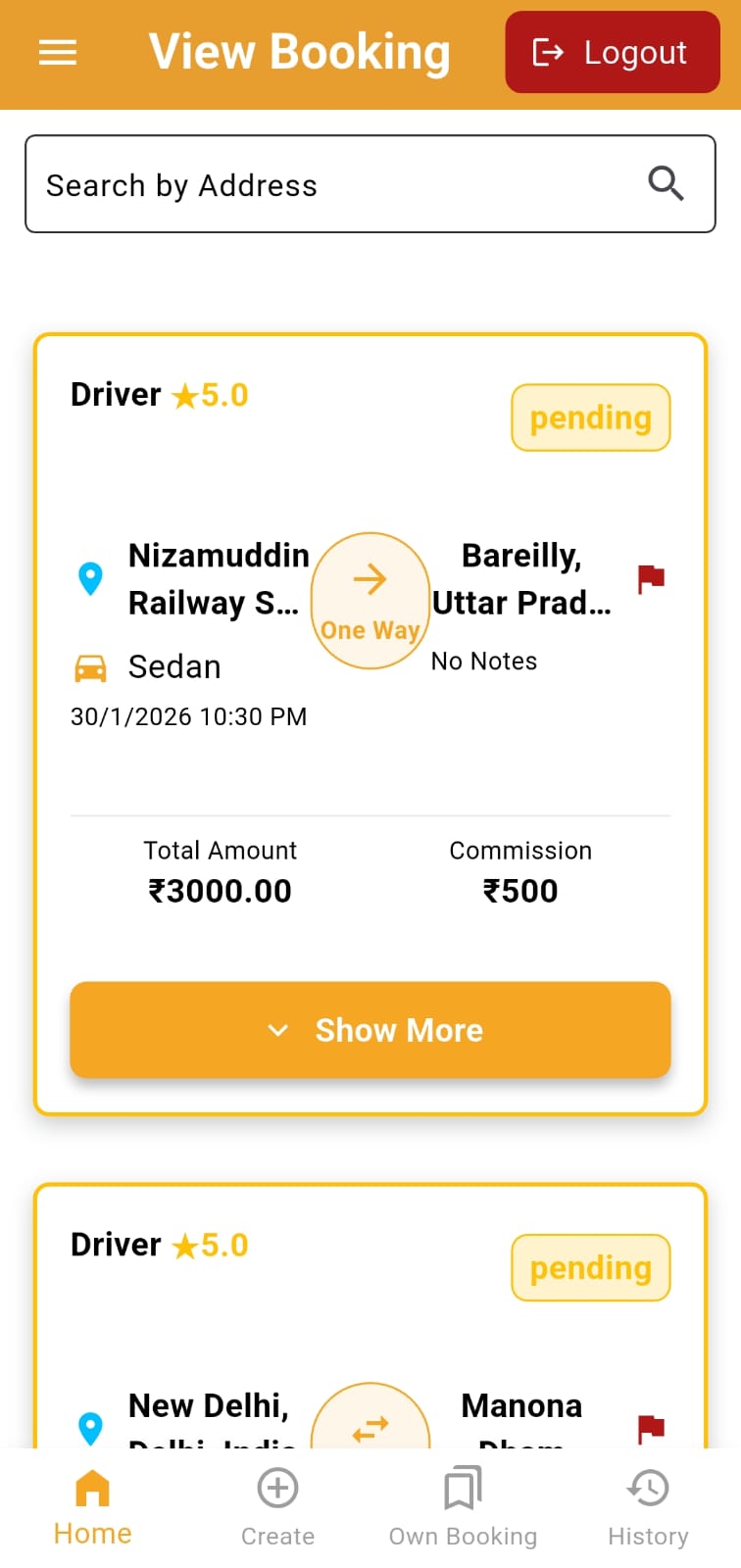 DT Cabs App Screenshot